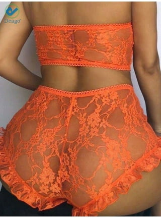 JustVH Women Plus Size Sexy Lingerie See Through Lace Bra Panty Underwear  Set 