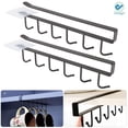 thumbnail image 1 of Deago 2Pcs Adhesive Cup Holder Under Cabinet - 6 Hook Coffee Cup Mug Holder for Kitchen, Fit for 1 Inch Thickness Shelf or Less - Only Fit for Flat Buttom Cabinet Without Any Lip, 1 of 9