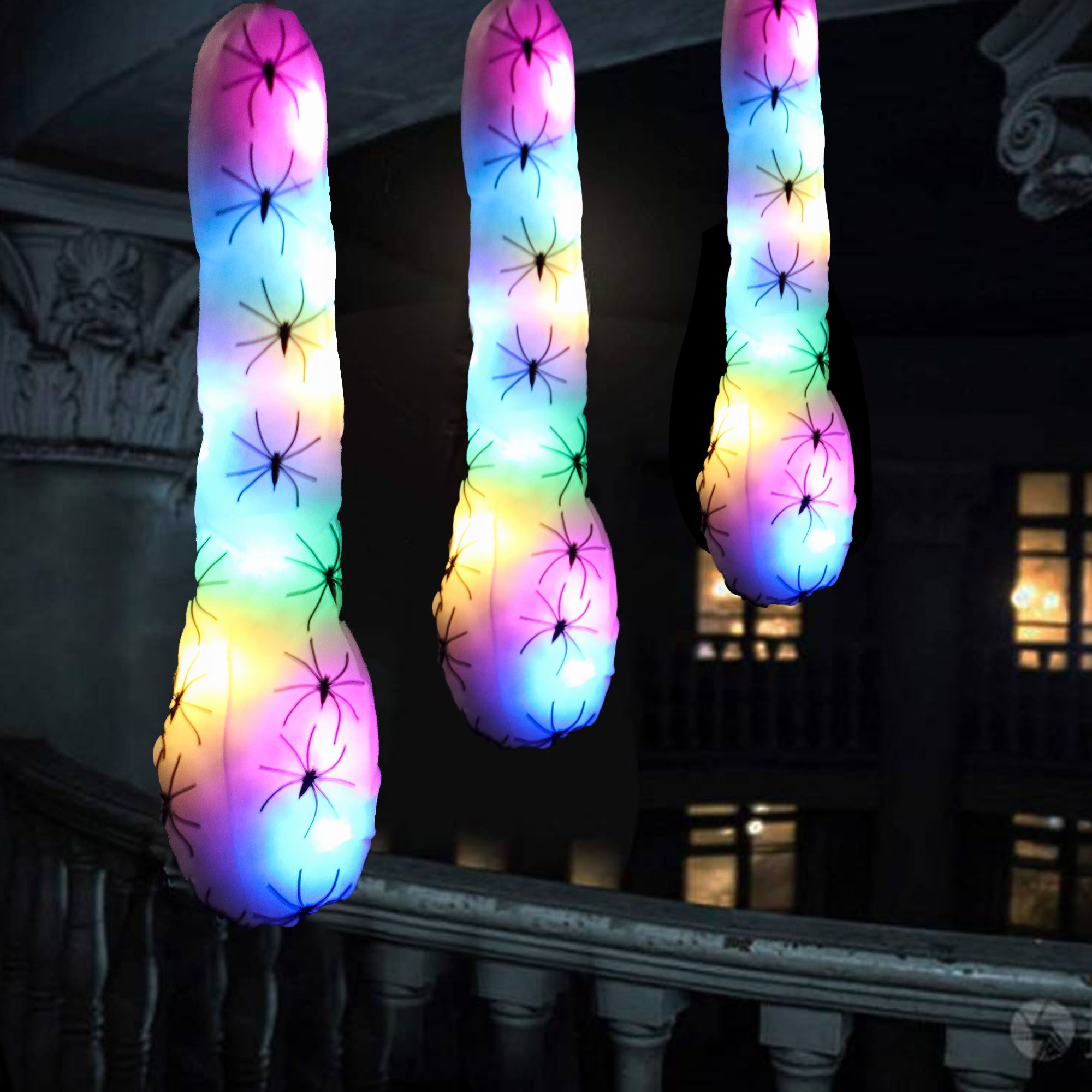 Deago 3 Pack 15.7" Halloween Decoration Light Up Hanging Spider Web Egg