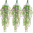 thumbnail image 1 of Deago 3 Pack Artificial Hanging Plants Fake Hanging Flowers Faux Eucalyptus Leaf Greenery Vine UV Resistant Plastic Plant for Home Garden Wedding Party Indoor Outdoor Decor, Rose, 1 of 8
