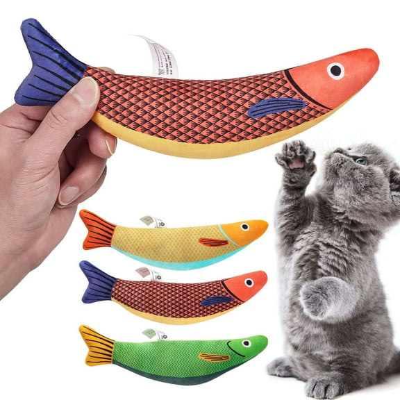 Deago 3 Pack Cat Toys Saury Fish Catnip Toys with Crinkle Sound, Durable Interactive Chew & Kicker Toys for Indoor Cats, 9.4 Inch for All Breeds