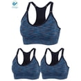 thumbnail image 1 of Deago 3 Pack Sports Bra for Women Space Dye Racerback Removable Pads for Yoga Running Fitness Workout (Blue, M), 1 of 8