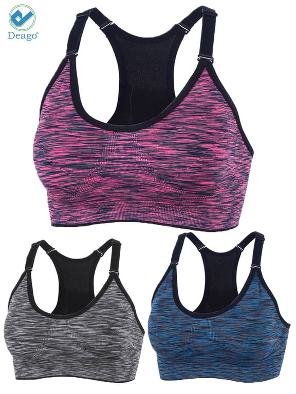 3 Pack Sports Bra for Women Space Dye Racerback Removable Pads for Yoga Running Fitness Workout (Multi-color, XL)