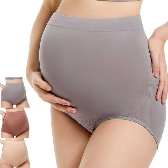 Deago 3 Pack Women’s Seamless Maternity Panties High Waist Pregnancy Underwear Belly Support Briefs Over Bump