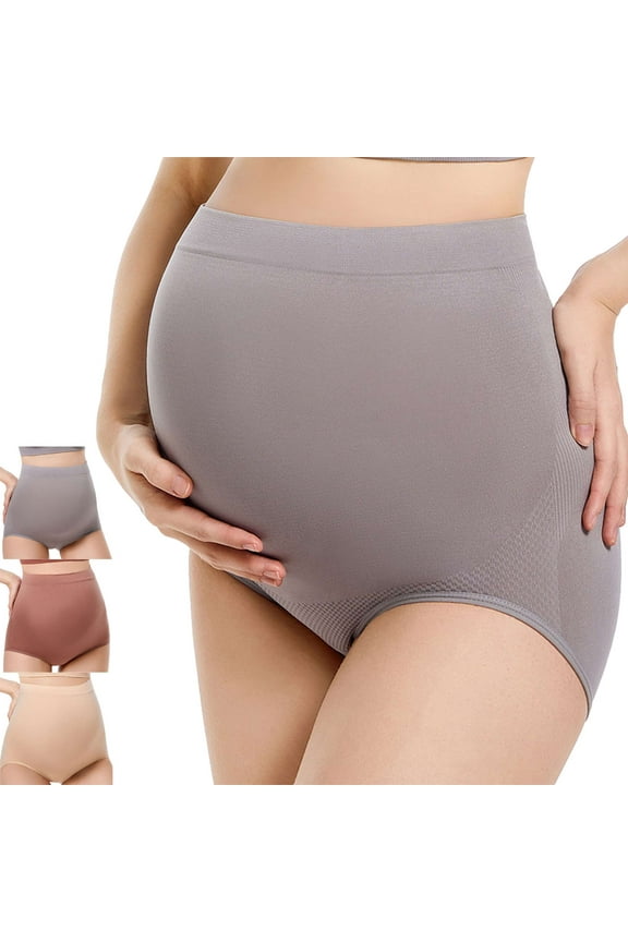3 Pack Women’s Seamless Maternity Panties High Waist Pregnancy Underwear Belly Support Briefs Over Bump