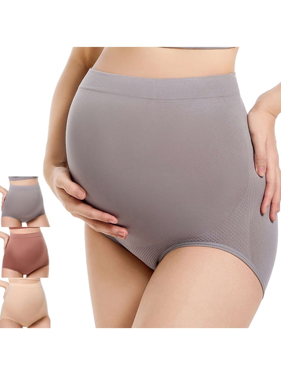 3 Pack Women’s Seamless Maternity Panties High Waist Pregnancy Underwear Belly Support Briefs Over Bump
