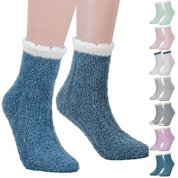 Deago 3 Pairs Womens Fuzzy Socks Slipper Coral Fleece Fluffy Cabin Plush Warm Winter Sleep Home Soft Cozy Socks (Gray)