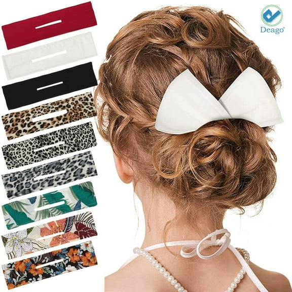 Deago 3 Pcs Deft Hair Bun Maker Doughnut Hair Bun Tool Magic Clip Hair Bun Maker French Hairstyle Twister Flexible Reusable Elastic Bands for Girl Women Hairstyle Tool (Leopard Pattern)