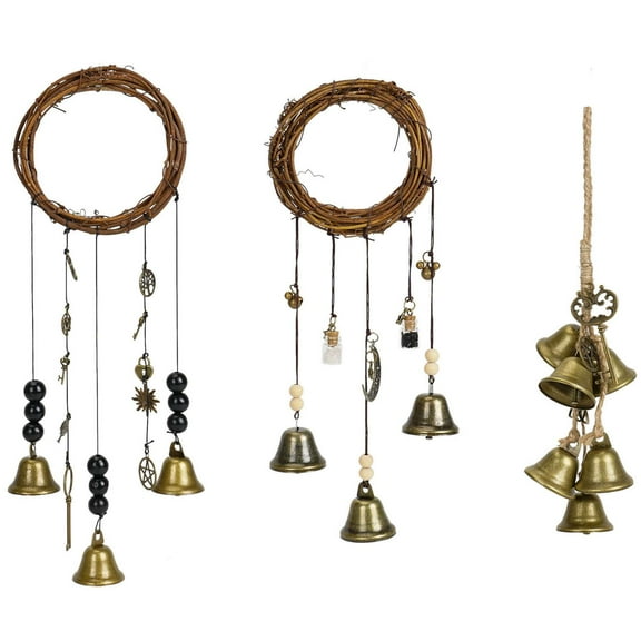 Deago 3 Pieces Witch Bells Protection for Door Knob Hanger Wind Chimes Witchy Things Clear Negative Energy Witchcraft Supplies for Boho Home Room Decor
