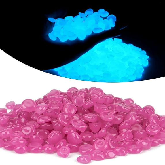 Deago 300Pcs Glow in The Dark Stones Garden Luminous Pebbles Stone Rocks for Indoor Outdoor Walkways Driveway Yard Fish Tank Decor (Purple)