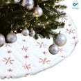 thumbnail image 1 of Deago 35.4 Inch Christmas Tree Skirt White Faux Fur Red Snowflake Tree Skirt for Christmas Party Holiday Home Decoration, 1 of 7