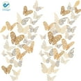 thumbnail image 1 of Deago 36Pcs 3D Hollow Butterfly Wall Decals Sticker Art Crafts Removable DIY Mural Set 3 Sizes for Bedroom Bathroom Living Room Home Decor (Gold), 1 of 7