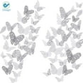 thumbnail image 1 of Deago 36Pcs 3D Hollow Butterfly Wall Decals Sticker Art Crafts Removable DIY Mural Set 3 Sizes for Bedroom Bathroom Living Room Home Decor (Silver), 1 of 7