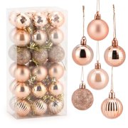 Deago 36Pcs Christmas Ball Ornaments Shatterproof Christmas Tree Balls Decorations Small 1.57" for Tree Holiday Wedding Party Decorations (Rose Gold)