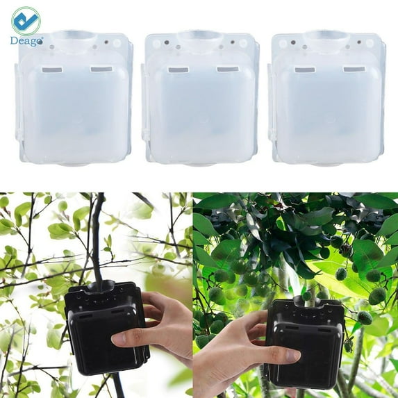 Deago 3PCS Plant Rooting Device, High-Pressure Propagation Ball Rooter Box for Garden, Reusable Box Grafting Botany Root Controller for Indoor Outdoor Plants Asexual Reproduction (White)