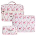 thumbnail image 1 of Deago 3Pcs Makeup Bag Set Large Cotton Quilted Travel Cosmetic Bag Cute Floral Make Up Pouch Toiletry Bag for Women (Pink Floral), 1 of 8