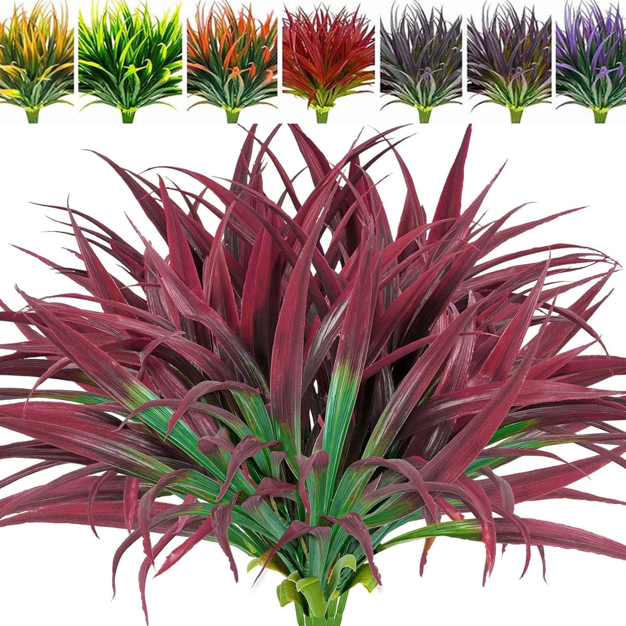Deago 4 Bundles Artificial Grass Fake Plants 17in Outdoor Plastic UV Resistant Greenery Fake Grass for Home Window Garden Office Patio Decor