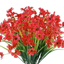 Deago 4 Bundles Artificial Violet Flowers Outdoor UV Resistant Shrubs Fake Flowers No Fade Plastic Plants Garden Porch Window Box Decorating (Red)