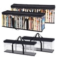 thumbnail image 1 of Deago 4 Pack DVD Storage Bags, Clear PVC DVD Case Holder with Handles and Zipper, Stackable Media Organizer Bag for DVDs, CDs, Blu Ray Disc, Movie Cases, VHS Box, Video Game Disks, 1 of 10