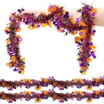 Deago 4 Pack Halloween Garland Decorations, 79" Halloween Tinsel Garland with Pumpkin Spider Bat, Shiny Metallic Twist Garland for Home Tree Indoor Outdoor Party Decor, Orange