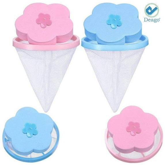 Deago 4 Pack Reusable Washing Machine Lint Catcher Household Lint Mesh Laundry Bag Hair Filter Net Pouch Washer Hair Catcher