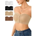 thumbnail image 1 of Deago 4 Pack Wireless Strapless Bras for Women Front Closure Non-Slip Padded Bandeau Bralette Comfort Wavy Edge Tube Top Bra (Multicolor, S), 1 of 8