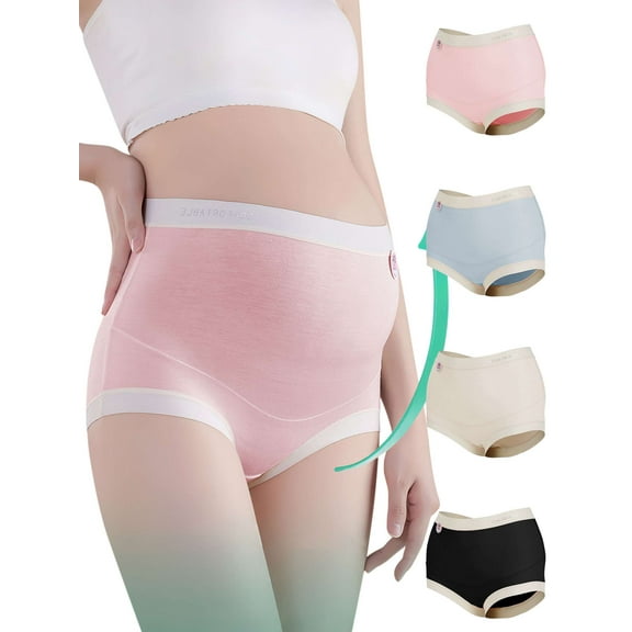 Deago 4 Pack Women’s Seamless Maternity Panties High Waist Full Coverage Pregnancy Postpartum Underwear Over Bump Briefs