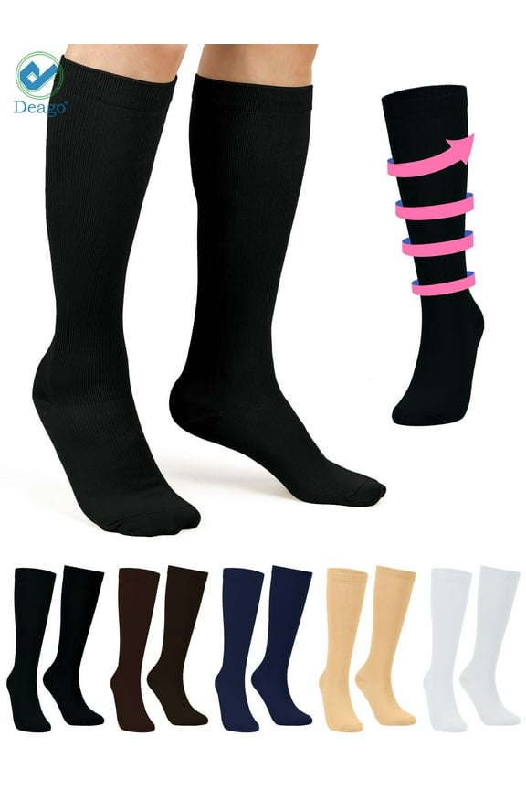 4 Pairs Knee High Graduated Compression Socks for Women & Men 15-20mmHg-Best Medical,Running,Nursing,Hiking,Recovery & Basketball Socks (2XL)