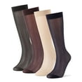 thumbnail image 1 of Deago 4 Pairs Mens Ultra Thin Dress Socks Silk Sheer Business Socks Summer Work Trouser Sox Mid Calf (Coffee), 1 of 11