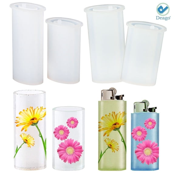 Deago 4 Pcs Silicone Epoxy Resin Mold Lighter Cover DIY Making Tool Mould Handmade Craft