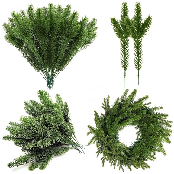 Deago 40 Pcs Artificial Pine Needles Branches Garland Green Plants Pine Needles for DIY Garland Wreath Christmas Embellishing Home Garden Decoration