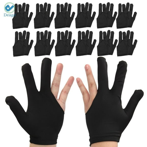 Deago 40pcs 3 Fingers Show Gloves for Billiard Shooters Carom Pool Snooker Cue Sport - Wear on The Right or Left Hand