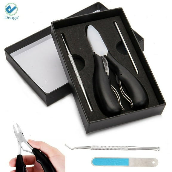 Deago 4Pcs Stainless Steel Toenail Cutter & Trimmer Nail Clippers for Thick or Ingrown Nails