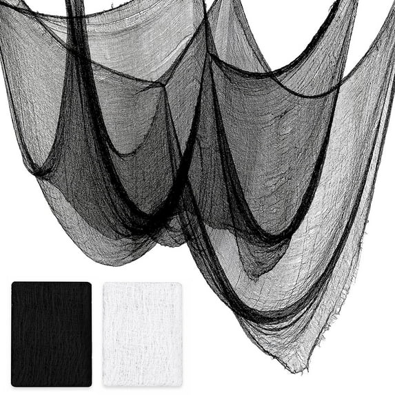 Deago 5 Pack Halloween Black Creepy Cloth Spooky Fabric Cloth for Haunted House Halloween Party Doorway Outdoors Decoration, 30×72inch