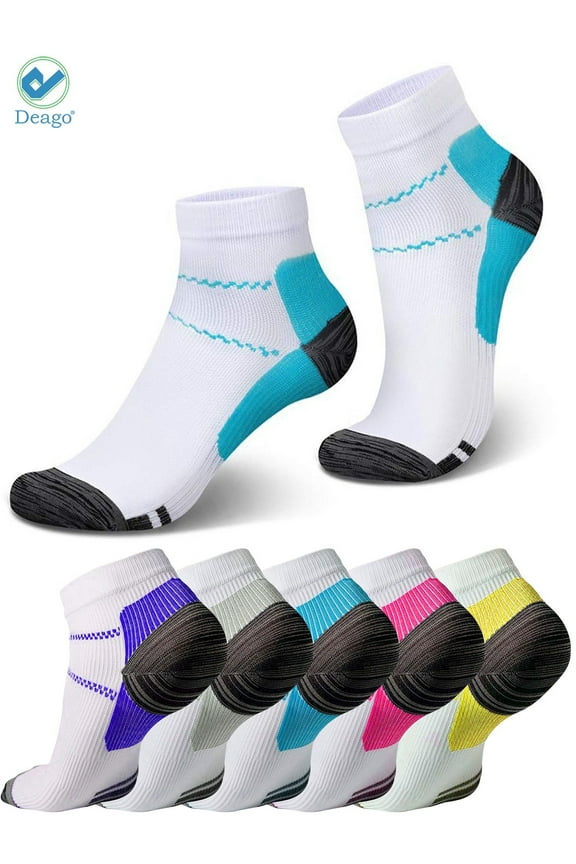 5 Pairs Compression Socks Plantar Fasciitis for Women & Men, 10-20 mmhg Athletic Sock Arch Support Best for Running,Flight,Travel,Nurses (L/XL, Mix)