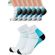 Deago 5 Pairs Compression Socks Plantar Fasciitis for Women & Men, 10-20 mmhg Athletic Sock Arch Support Best for Running,Flight,Travel,Nurses (S/M, Blue)