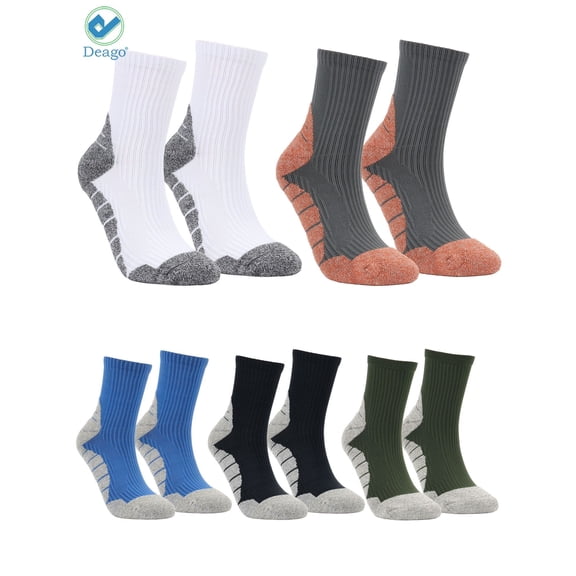 Deago 5 Pairs Men's Athletic Ankle Socks Low Cut Cushioned Comfort Cotton Running Socks Size 8-12 (Blue)