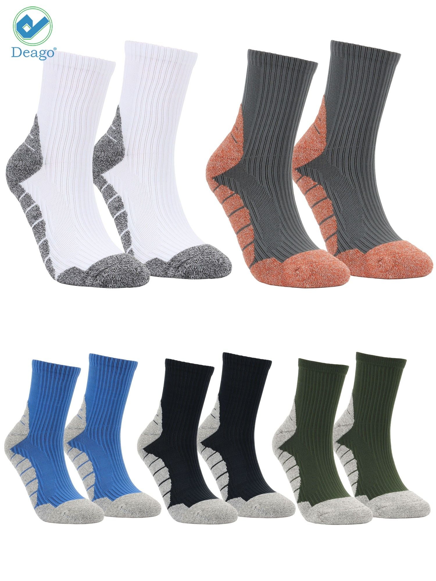 Deago 5 Pairs Men's Athletic Ankle Socks Low Cut Cushioned Comfort Cotton Running Socks Size 8-12 (Green)