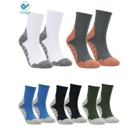Deago 5 Pairs Men's Athletic Ankle Socks Low Cut Cushioned Comfort Cotton Running Socks Size 8-12 (Multicolor)