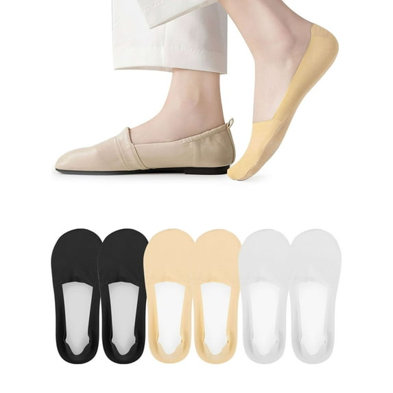 Deago 5 Pairs Women Girls Thin No Show Socks Low Cut Liner Non Slip Invisible Hidden Socks for Flats Sneaker (White)