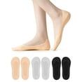 thumbnail image 1 of Deago 5 Pairs Women No Show Thin Socks Ice Silk Ultra Low Cut Liner Non Slip Hidden Invisible Socks for Flats Sneaker (Gray), 1 of 9