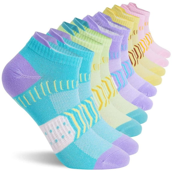 Deago 5 Pairs Womens Ankle Comfort Cushioned Anti-blister Wicking Odor Resist Athletic Running Socks