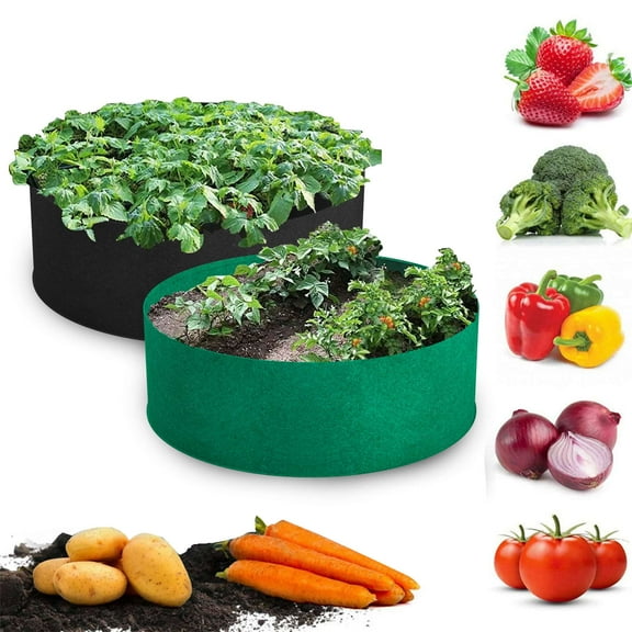 Deago 50 Gallon Large Grow Bag, Heavy Duty Fabric Round Raised Garden Bed Planter Pots for Planting Herb, Flower, Vegetable, Potato, Plants (Black)