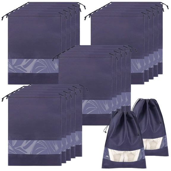 Deago 5PCS Travel Shoe Bags with Rope for Men and Women Large Dustproof Shoes Pouch Storage Packing Organizers, Navy