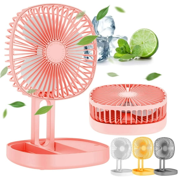 Deago 6.5 Inch Portable Travel Fan Folding Desk Fan Battery Operated & Rechargeable 3 Speeds Small Table Fan 185°Rotation Quiet for Bedroom Office