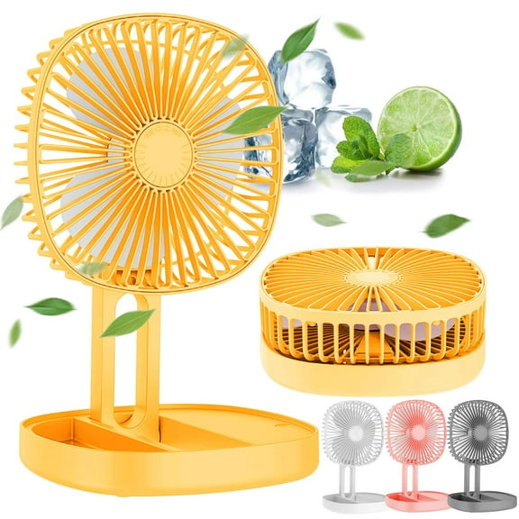 Deago 6.5 Inch Portable Travel Fan Folding Desk Fan Battery Operated & Rechargeable 3 Speeds Small Table Fan 185°Rotation Quiet for Bedroom Office