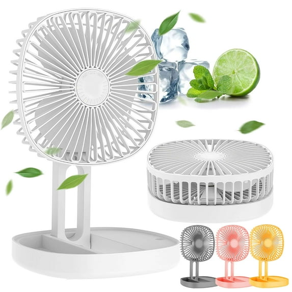 Deago 6.5 Inch Portable Travel Fan Folding Desk Fan Battery Operated & Rechargeable 3 Speeds Small Table Fan 185°Rotation Quiet for Bedroom Office