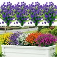 thumbnail image 1 of Deago 6 Bundles Artificial Flowers for Outdoor Decoration UV Resistant Faux Plastic Greenery Shrubs Plants Fake Flowers Planter Home Garden Indoor Decor (Purple), 1 of 8