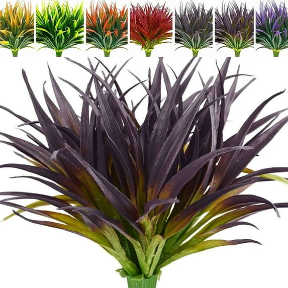 Deago 6 Bundles Artificial Grass Fake Plants 17in Outdoor Plastic UV Resistant Greenery Fake Grass for Home Window Garden Office Patio Decor
