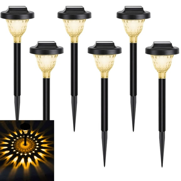 Deago 6 Pack Solar Pathway Lights Outdoor Waterproof High Lumen Solar Powered Lights for Garden Landscape Path Yard Walkway Patio, Warm